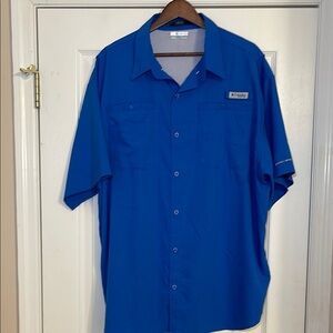 Columbia Men's Tamiami PFG Omni-Shade Royal Blue Fishing Shirt XXL